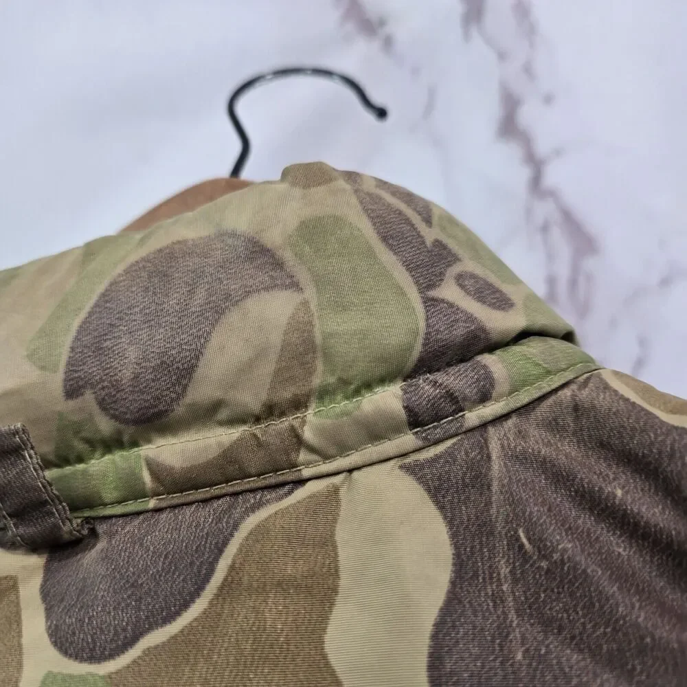 Camo Down Puffer Vest Mens Large Vintage Duck Snap Button 4 Color Goose Green